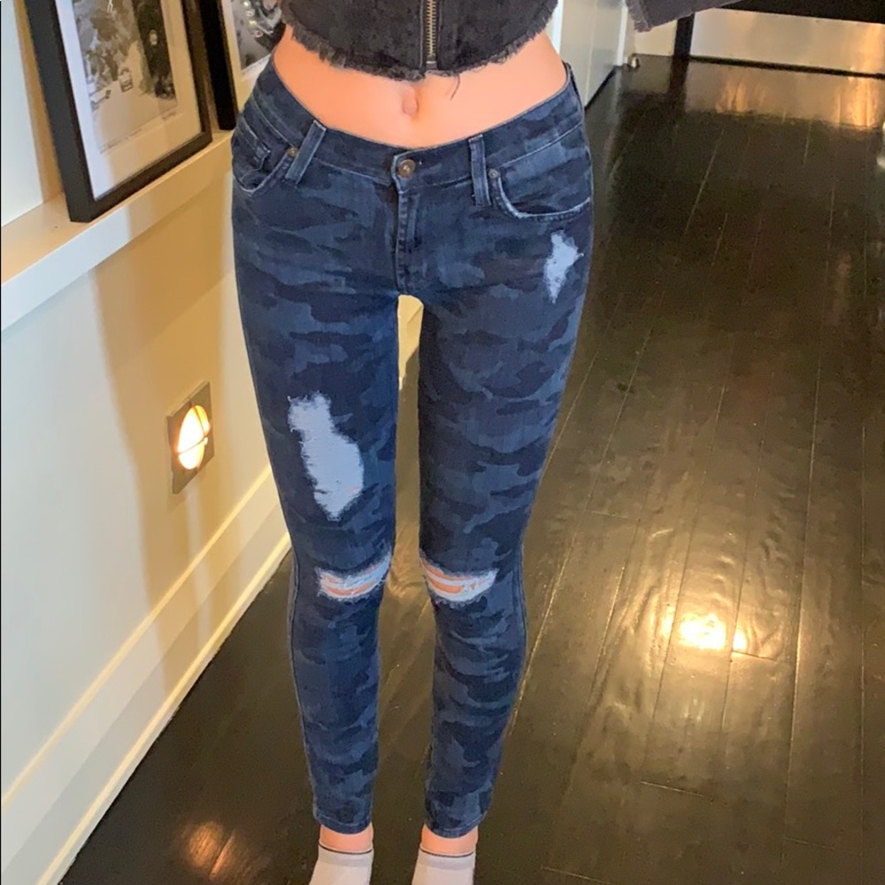 James twiggy blue camo skinny jeans.